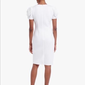 Laser-Cut Rosette-Sleeve Scuba Dress